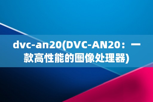 dvc-an20(DVC-AN20：一款高性能的图像处理器)