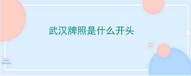 武汉牌照是什么开头-